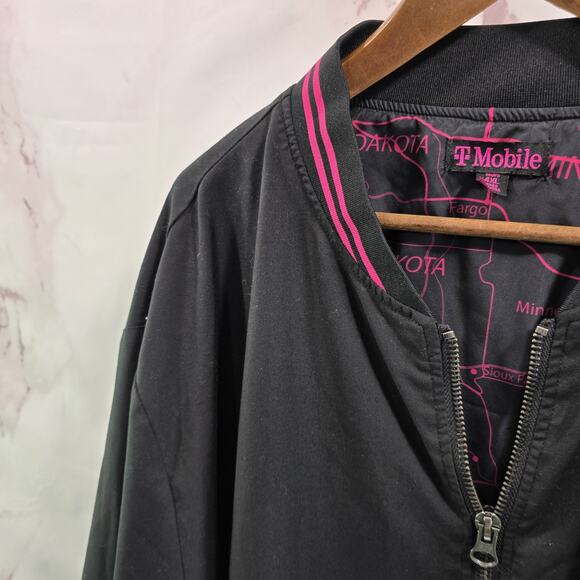 T Mobile Jacket Size 4X Black Pink Bomber Full Zip Varsity Employee Merch - Picture 2 of 10